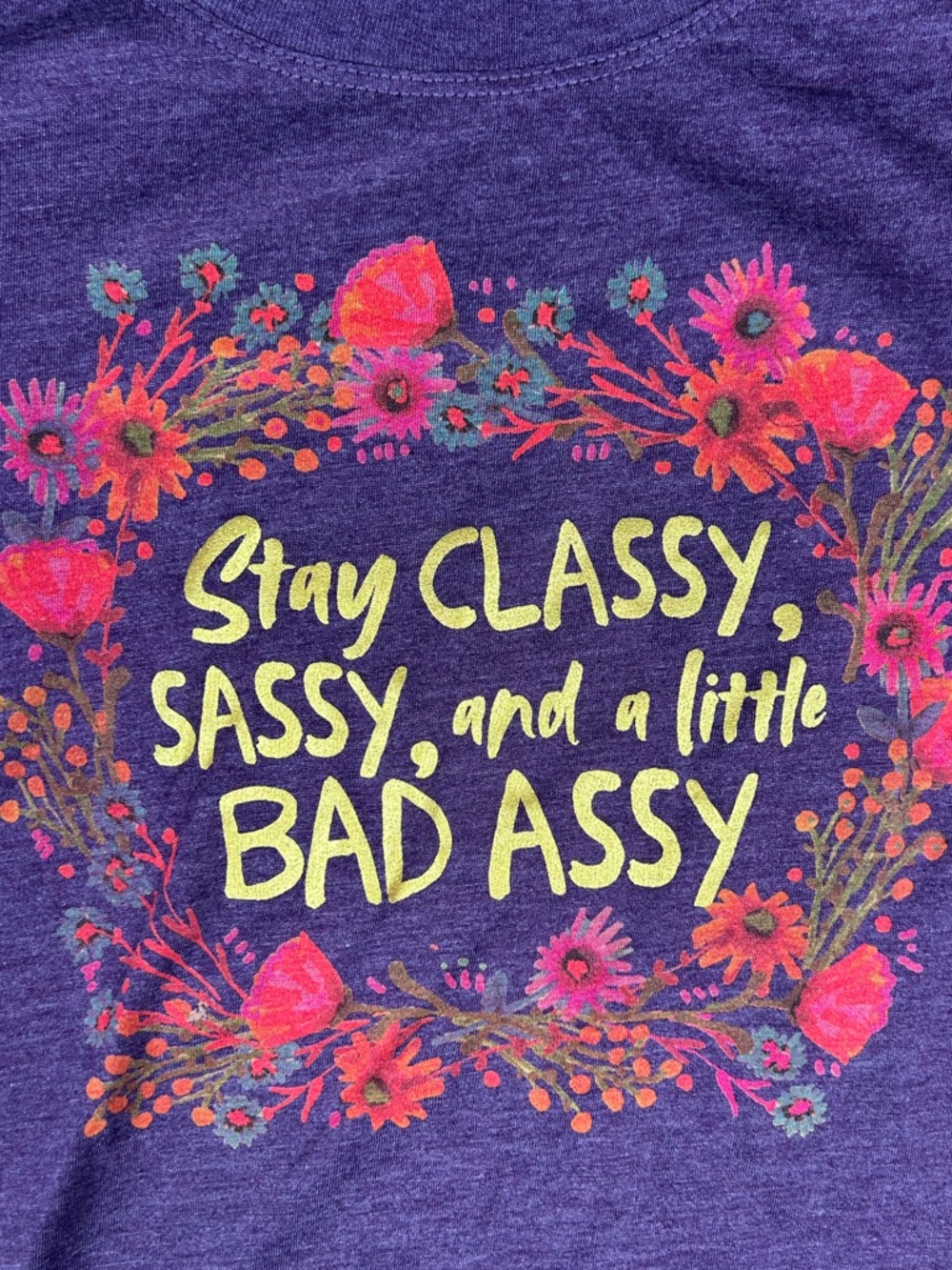 Natural Life Women's Purple Graphic T-Shirt Stay Classy Sassy Badassy - SM - Picture 7 of 7